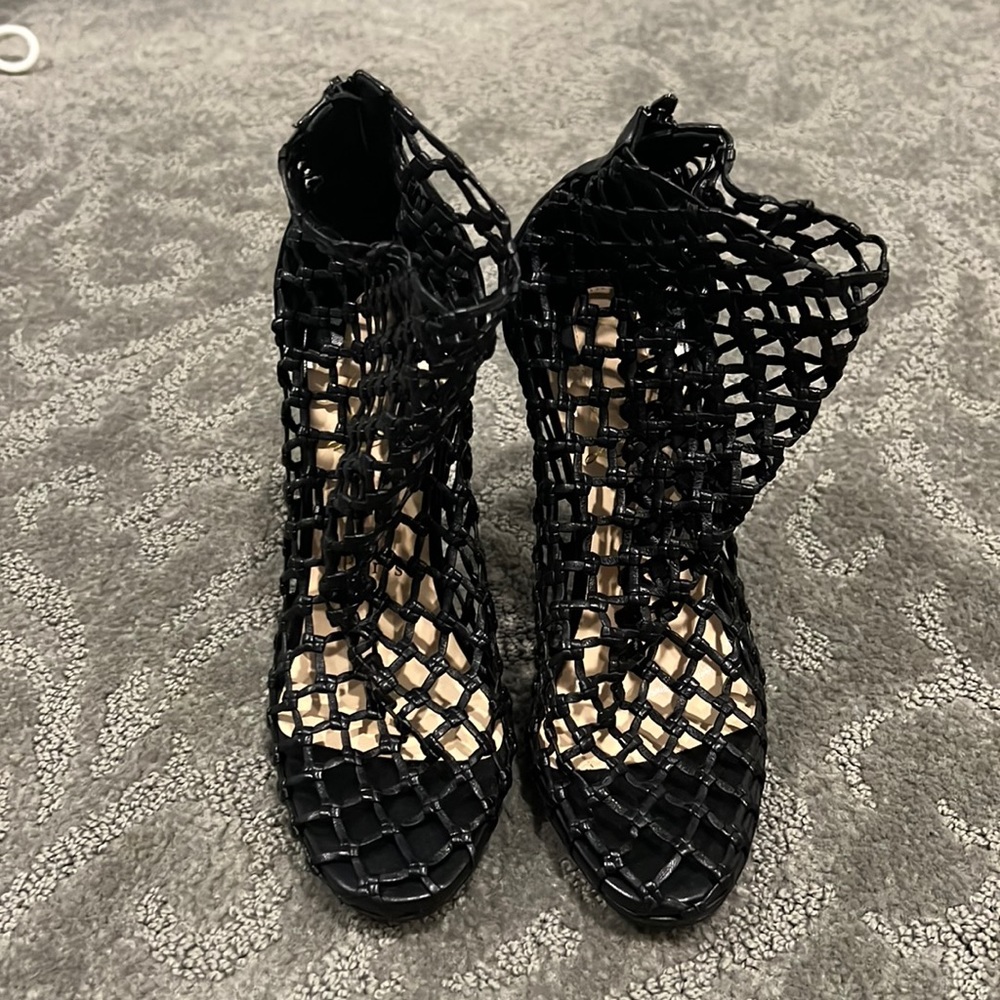 Christian Louboutin leather crochet ankle booties